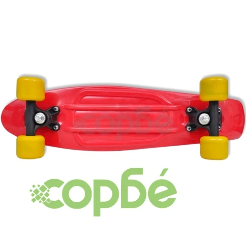 Ретро скейтборд с червена дъска и жълти колела ➤ топ цена ➤ sorbe.bg