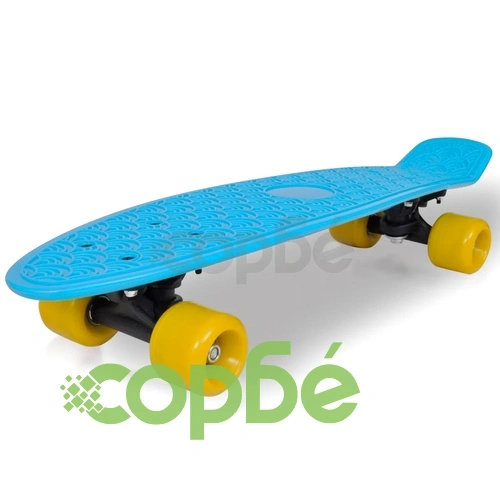 Ретро скейтборд със синя дъска и жълти колела ➤ топ цена ➤ sorbe.bg