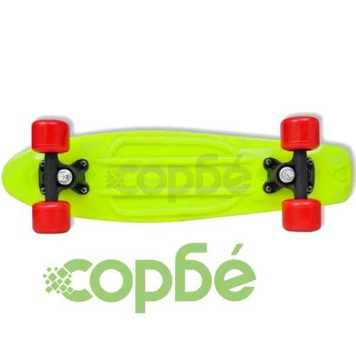 Ретро скейтборд със зелена дъска и червени колела ➤ топ цена ➤ sorbe.bg
