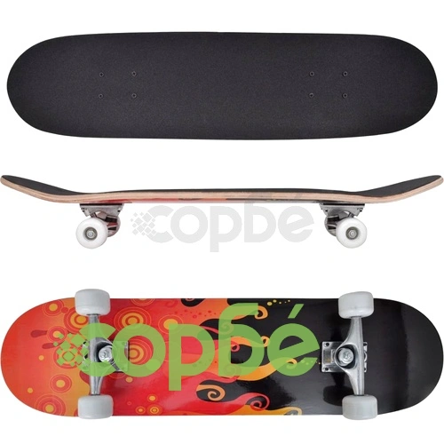 Скейтборд с 9 слоя клен, овална форма и мотив пламък, 8