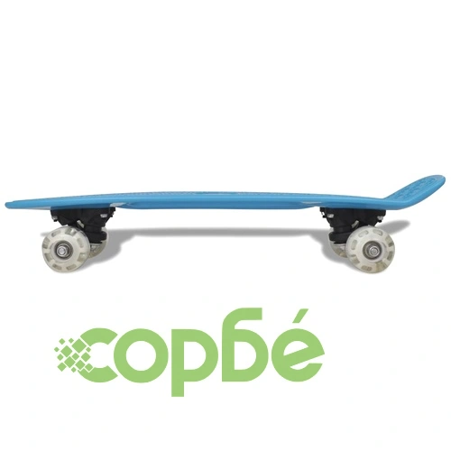 Ретро скейтборд, син, с LED колела ➤ топ цена ➤ sorbe.bg