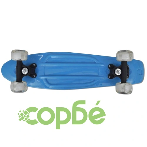 Ретро скейтборд, син, с LED колела ➤ топ цена ➤ sorbe.bg