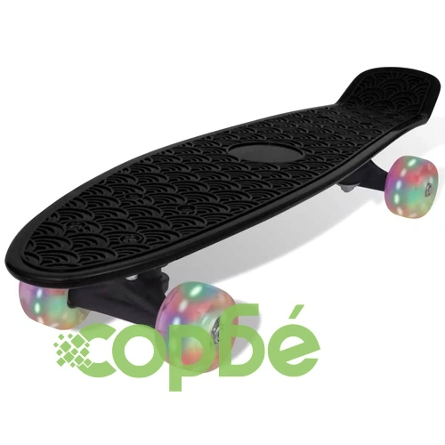 Черен ретро скейтборд със светодиодни колела ➤ топ цена ➤ sorbe.bg