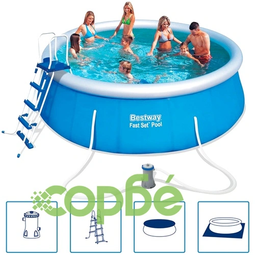 Bestway Fast Set Комплект кръгъл надуваем басейн, 457x122 см, 57289 ➤ топ цена ➤ sorbe.bg