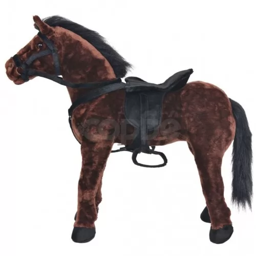 Плюшено детско конче за яздене, тъмнокафяво, XXL ➤ топ цена ➤ sorbe.bg