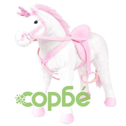 Плюшен еднорог за езда бяло и розово XXL ➤ топ цена ➤ sorbe.bg