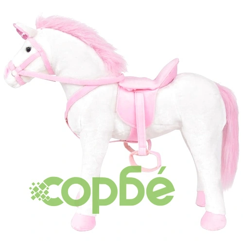 Плюшен еднорог за езда бяло и розово XXL ➤ топ цена ➤ sorbe.bg