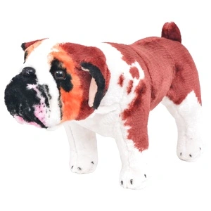 Плюшен булдог за езда бяло и кафяво XXL