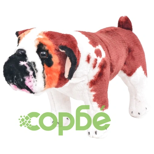 Плюшен булдог за езда бяло и кафяво XXL ➤ топ цена ➤ sorbe.bg