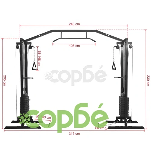 Фитнес кейбъл кросоувър машина, 315 см, черна ➤ топ цена ➤ sorbe.bg