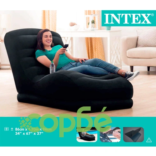 Intex Надуваем мега шезлонг, черен, изкуствена кожа ➤ топ цена ➤ sorbe.bg