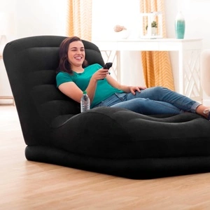 Intex Надуваем мега шезлонг, черен, изкуствена кожа