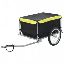 Товарно ремарке за колело, черно и жълто, 65 кг