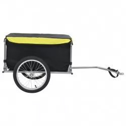 Товарно ремарке за колело, черно и жълто, 65 кг