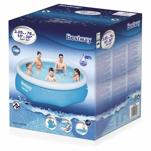Bestway Fast Set Надуваем басейн, кръгъл, 305x76 см, 57266 ➤ топ цена ➤ sorbe.bg