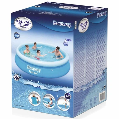 Bestway Fast Set Надуваем басейн, кръгъл, 366x76 см, 57273 ➤ топ цена ➤ sorbe.bg