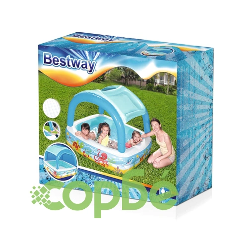 Bestway Детски басейн с навес, 140x140x114 см, син, 52192 ➤ топ цена ➤ sorbe.bg