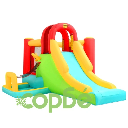 Happy Hop Надуваем батут с пързалка, 400x295x200 см, PVC ➤ топ цена ➤ sorbe.bg