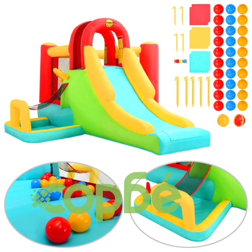 Happy Hop Надуваем батут с пързалка, 400x295x200 см, PVC ➤ топ цена ➤ sorbe.bg