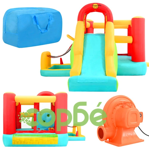 Happy Hop Надуваем батут с пързалка, 400x295x200 см, PVC ➤ топ цена ➤ sorbe.bg
