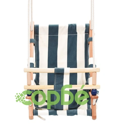 Бебешка люлка с предпазен колан, памук, дърво, синя ➤ топ цена ➤ sorbe.bg