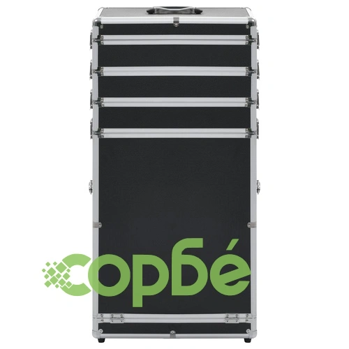 Куфар за грим на колелца, алуминий, черен ➤ топ цена ➤ sorbe.bg