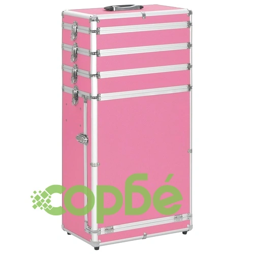 Куфар за грим на колелца, алуминий, розов ➤ топ цена ➤ sorbe.bg