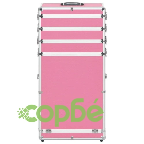 Куфар за грим на колелца, алуминий, розов ➤ топ цена ➤ sorbe.bg