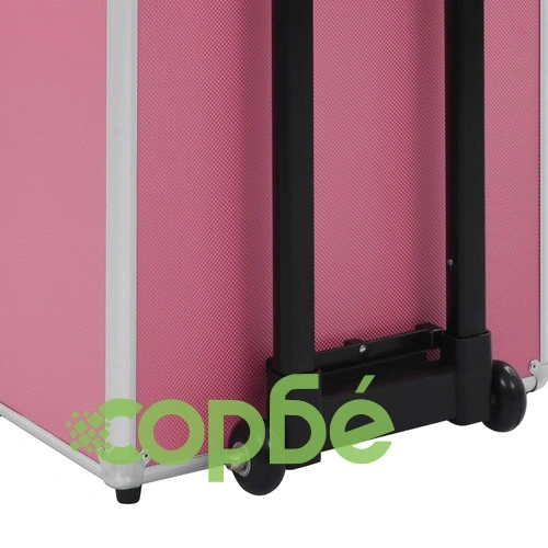 Куфар за грим на колелца, алуминий, розов ➤ топ цена ➤ sorbe.bg