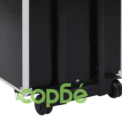 Куфар за грим на колелца, алуминий, черен с крокодилски мотив ➤ топ цена ➤ sorbe.bg