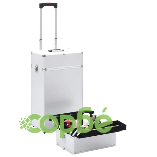 Куфар за грим на колелца, алуминий, сребрист ➤ топ цена ➤ sorbe.bg