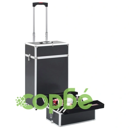 Куфар за грим на колелца, алуминий, черен ➤ топ цена ➤ sorbe.bg