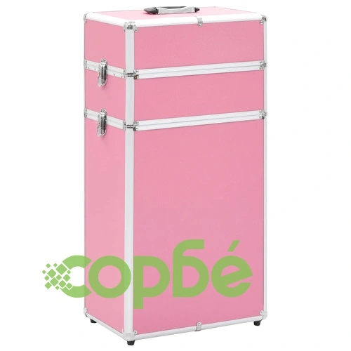 Куфар за грим на колелца, алуминий, розов ➤ топ цена ➤ sorbe.bg