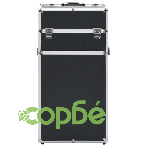 Куфар за грим на колелца, алуминий, черен ➤ топ цена ➤ sorbe.bg