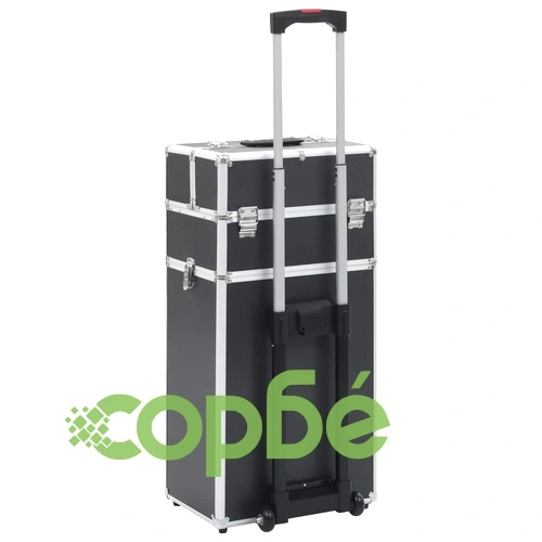 Куфар за грим на колелца, алуминий, черен ➤ топ цена ➤ sorbe.bg