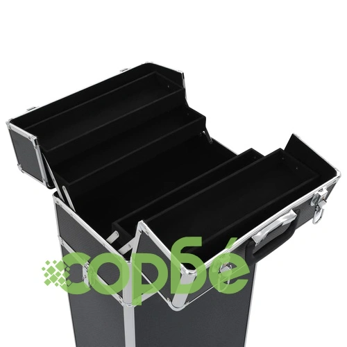 Куфар за грим на колелца, алуминий, черен ➤ топ цена ➤ sorbe.bg