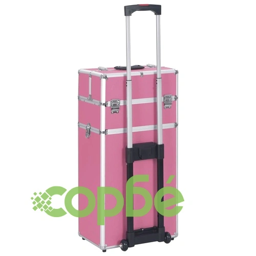 Куфар за грим на колелца, алуминий, розов ➤ топ цена ➤ sorbe.bg