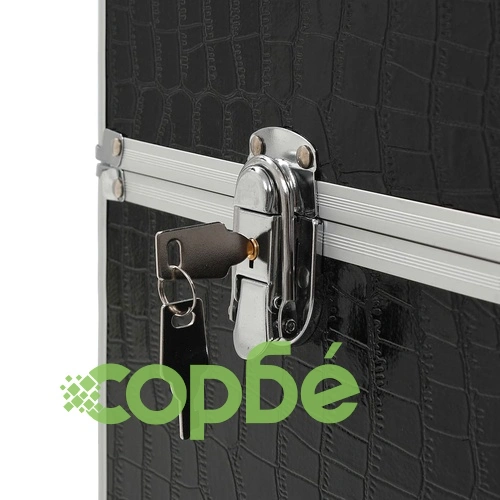 Куфар за грим на колелца, алуминий, черен с крокодилски мотив ➤ топ цена ➤ sorbe.bg