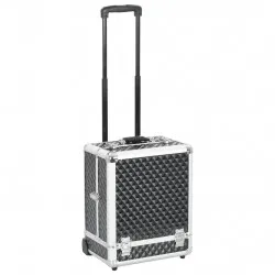 Куфар за гримове на колела, 35x29x45 см, черен, алуминий