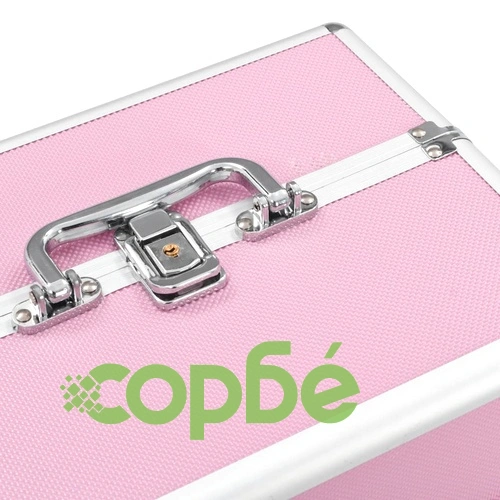 Куфар за гримове, 22x30x21 см, розов, алуминий  ➤ топ цена ➤ sorbe.bg