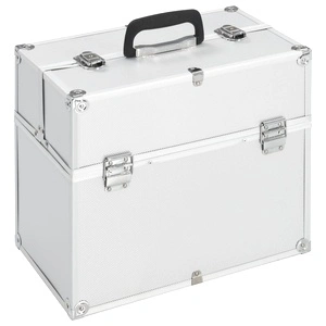 Куфар за гримове, 38x23x34 см, сребрист, алуминий