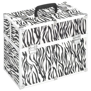 Куфар за гримове, 37x24x35 см, с шарки на зебра, алуминий