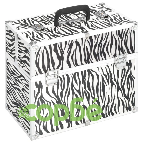 Куфар за гримове, 37x24x35 см, с шарки на зебра, алуминий ➤ топ цена ➤ sorbe.bg
