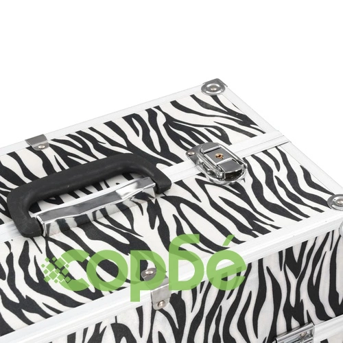 Куфар за гримове, 37x24x35 см, с шарки на зебра, алуминий ➤ топ цена ➤ sorbe.bg