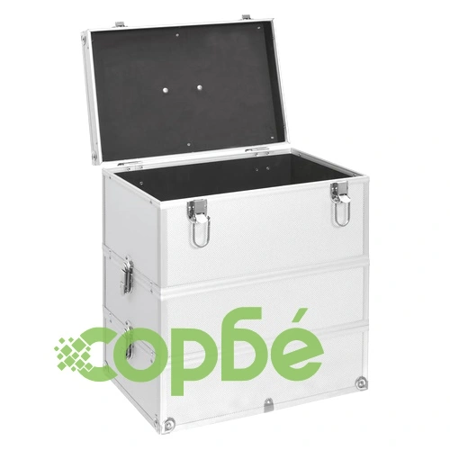 Куфар за гримове, 37x24x40 см, сребрист, алуминий ➤ топ цена ➤ sorbe.bg