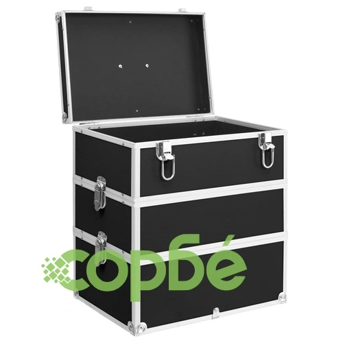 Куфар за гримове, 37x24x40 см, черен, алуминий ➤ топ цена ➤ sorbe.bg