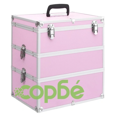 Куфар за гримове, 37x24x40 см, розов, алуминий ➤ топ цена ➤ sorbe.bg