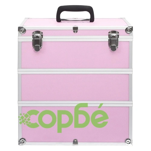 Куфар за гримове, 37x24x40 см, розов, алуминий ➤ топ цена ➤ sorbe.bg