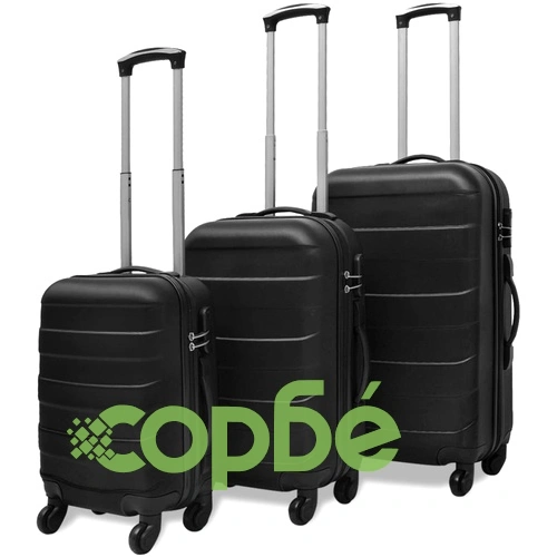 Комплект твърди куфари от три части черен 45,5/55/66 см ➤ топ цена ➤ sorbe.bg
