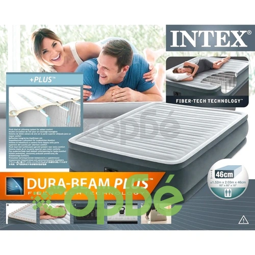Intex Comfort плюшено, надуваемо легло PVC 152x203x46 см, бяло 64414 ➤ топ цена ➤ sorbe.bg